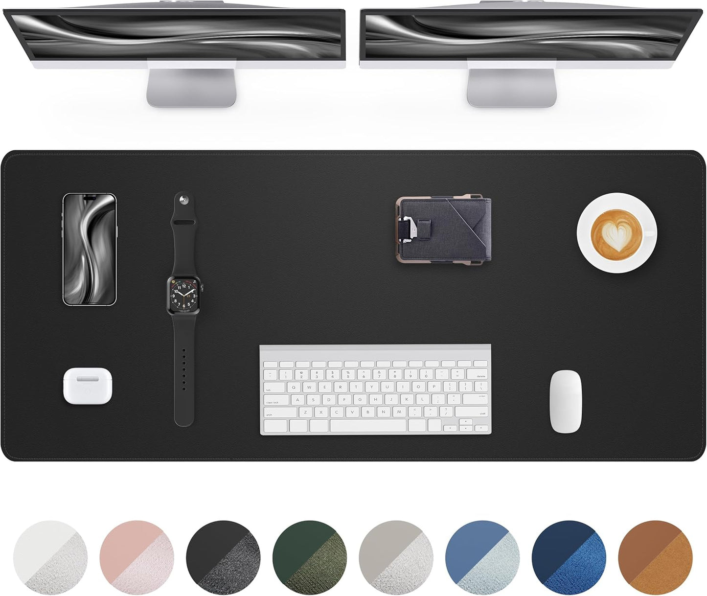 AFIING Desk Pad Protector 23.6" x 13.7" - Non-Slip Waterproof PU Leather Desk Mat for Mouse, Keyboard, Laptop, Office and Home Workspace (Beige)