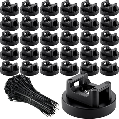 Yookeer 60 Pieces Magnetic Zip Tie Mount Multipurpose Cable Holder Magnets Magnetic Wire Management Bases with Heavy Duty Zip, Mount Nylon Cable Ties in Total (43 mm)