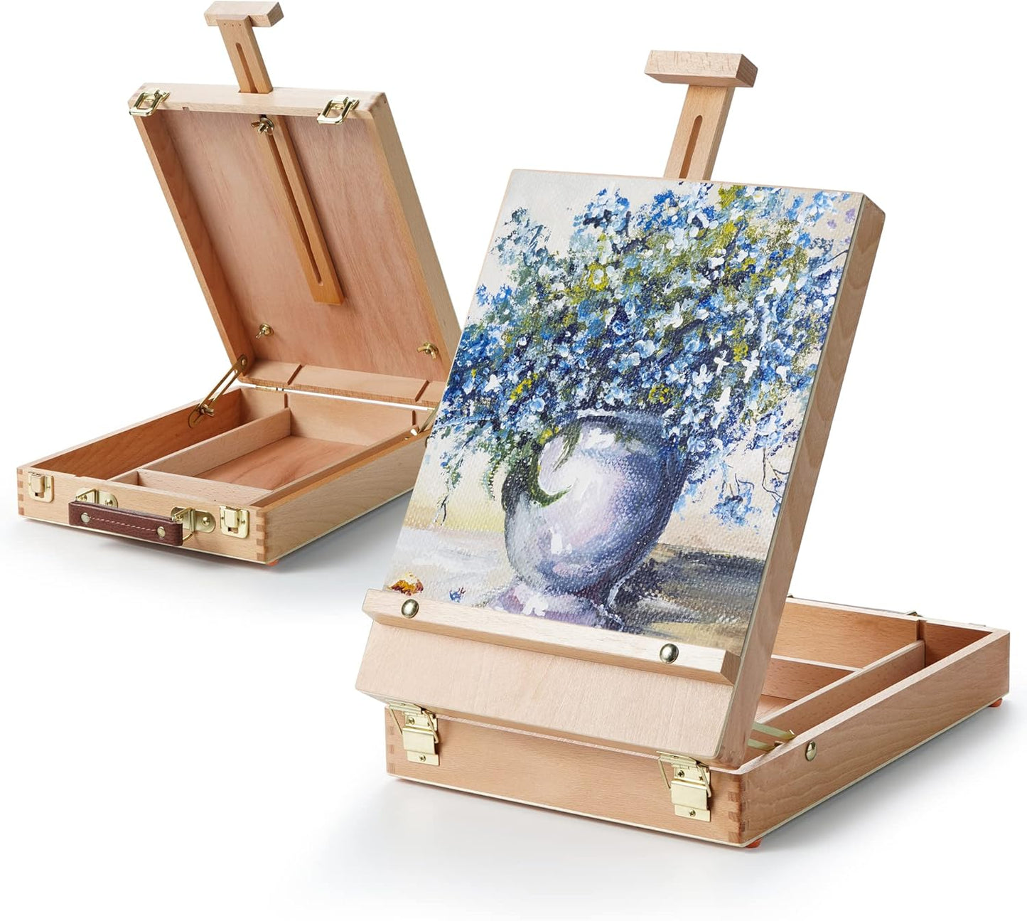 ARTIFY Adjustable Beechwood Tabletop Painting Easel, Wooden Sketch Box Easel, Desktop Artist Easel for Drawing (Easel Box)