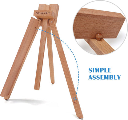 Falling in Art Beechwood 25" Tabletop Easel Display Stand for Painting - Holding Canvas Up to 22 1/2 Inches High, A-Frame Artist Tripod with Rubber Feet, Portable Photo and Sign Holder