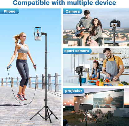 Phone Tripod, 86" Tall Tripod for iPhone with Flexible Gooseneck & Remote, Portable Aluminum Cellphone Stand for Selfies, Video Recording,Travel, Compatible with iPhone Android