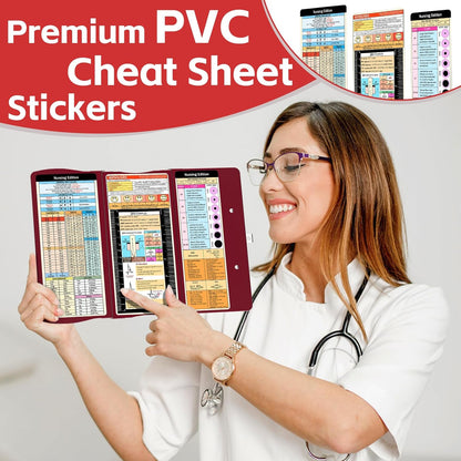 Nursing Clipboard Foldable Nurse Clipboards: Folding Medical Clipboard with Nursing Edition Cheat Sheets Pocket Size Foldable Clipboards for Nurses Clinical Clip Board for Students Doctors Green