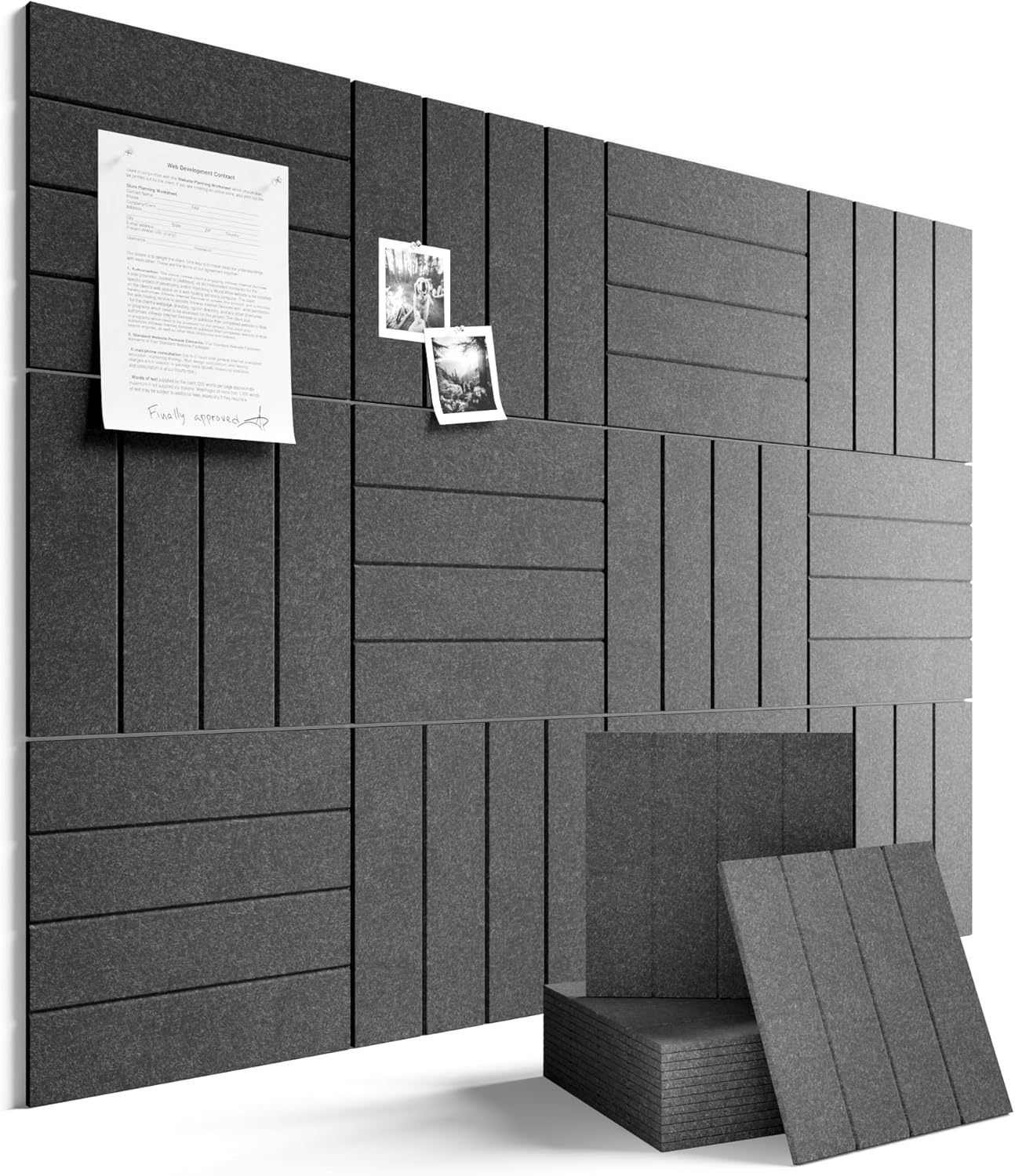 Fluxynara Large Felt Bulletin Board 48" x 36" Cork Board Alternative-12 Pack with 70 Safe Removable Adhesive Tabs, Cork Boards for Walls Cork Board for Home Office Classroom Pin Board (Oatmeal)