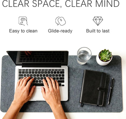 Felt Desk Mat,Large Mouse Pad Desk Mat for Office & Home,Non-Slip Desk Blotter,Felt Desktop Mat for Laptop,Computer,Writing 27.6"x13.8" Dark Gray