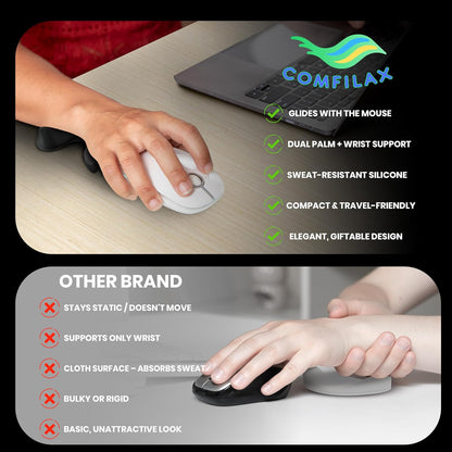 GlideX r2.0 Ergonomic Mouse Wrist Rest – Compact Sliding Wrist Pad with Low Profile Design for Desk Laptop Travel, Fits Small to Medium Hands (Black)