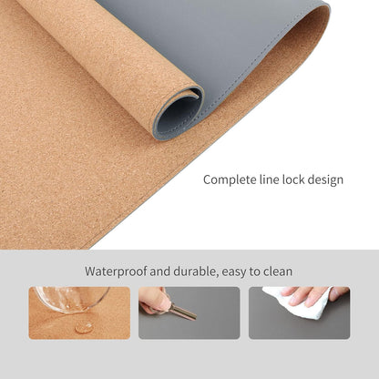 RENMTURE Dual-Sided Mouse Pad, Natural Cork & PU Leather Large Desk Pad for Office and Home Work, Desk Protector Non-Slip, Waterproof, Easy Clean (Olive Green, 32"x16")