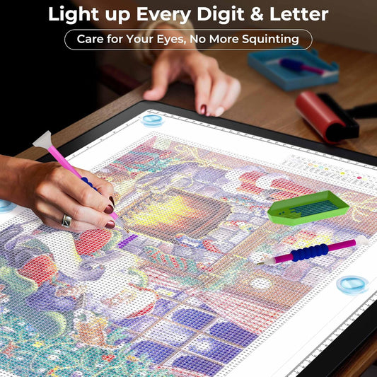 Bylitodt Rechargeable A3 Light Pad, Diamond Art Light Board, 16.7x13.5 inch Lightbox for Tracing and Drawing with 3 Colors & 6 Brightness, Tracing Pad for Weeding Vinyl, Diamond Painting Accessories