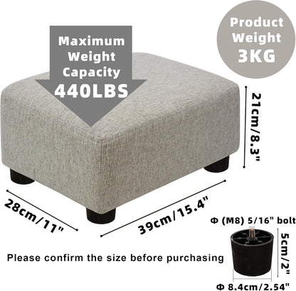 CAROLMADE Small Foot Stool Ottoman Footstool with Legs Under Desk Footrest for Living Room Bedroom and Office, Soft Ivory White