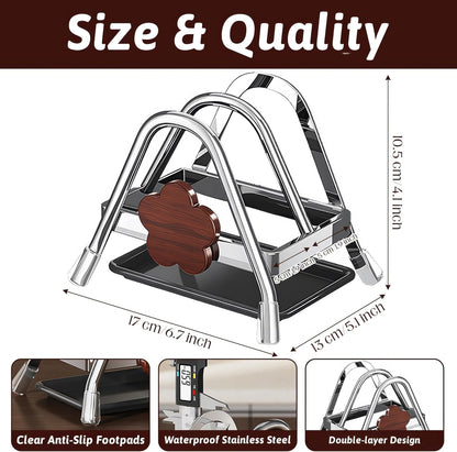 Cutting Board Rack - Stainless Steel Chopping Board Pot Lid Holder Stand with Flower Decor, Stable Triangle for Kitchen Countertop Pots Pan Plate Cutting Boards Cooking Mats Cookware