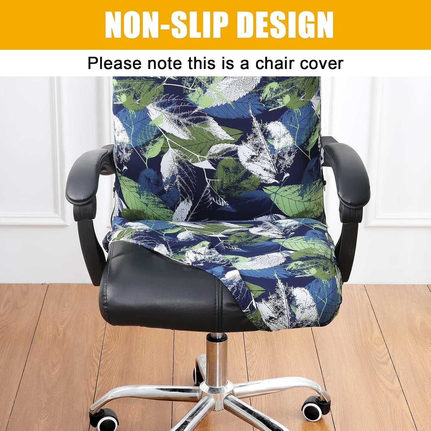 Smiry Stretch Printed Office Chair Armrest Covers, 2 Pcs Soft Fit Removable Washable Computer Desk Chair Arm Covers Protector, Black