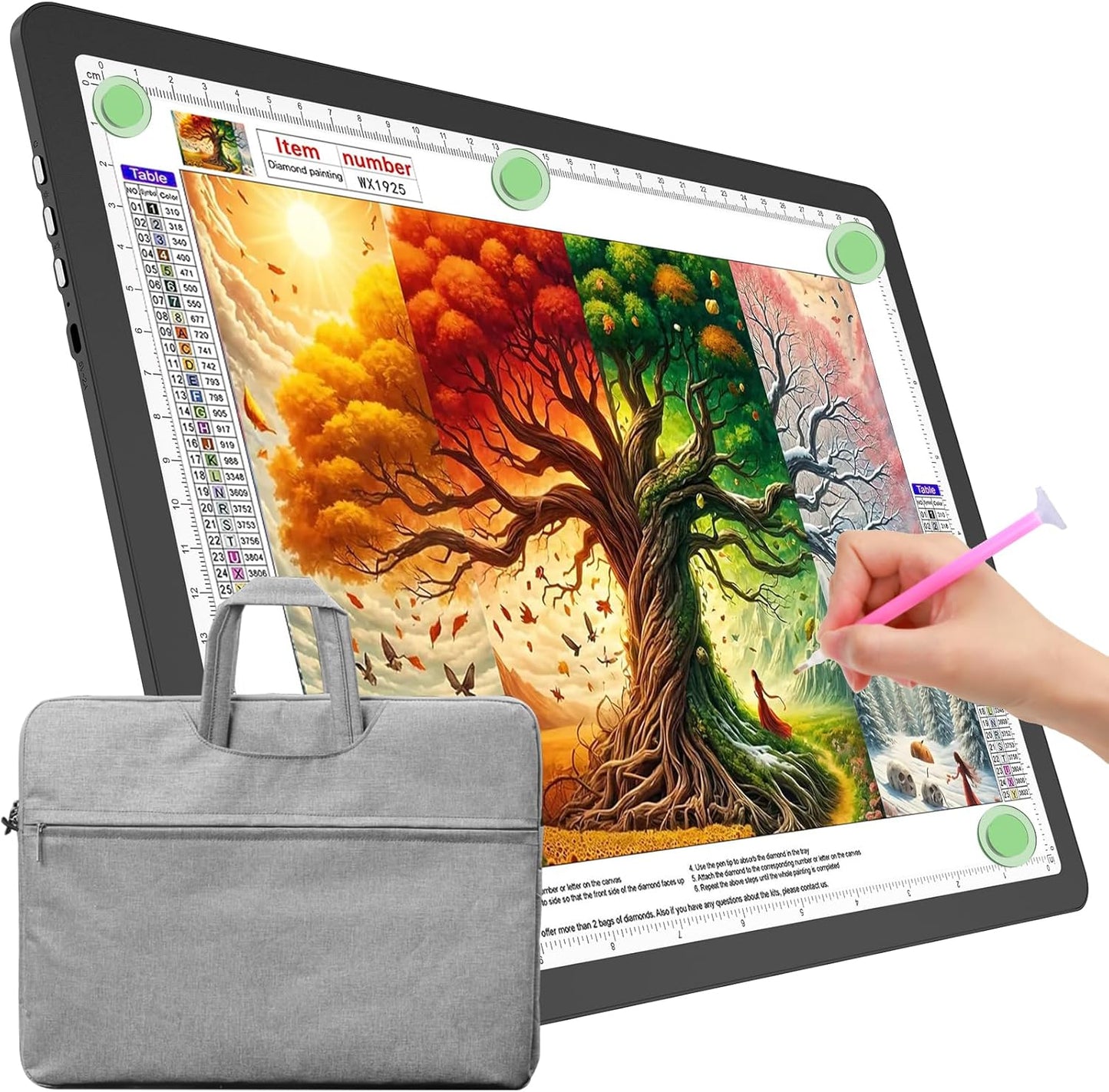 TOHETO A4 Light Board for Diamond Painting, Super Bright Magnetic Light Pad with Side Buttons, Lightbox for Tracing and Drawing, Corded Light Table for Sketching, Animation, Weeding Vinyl (Black)