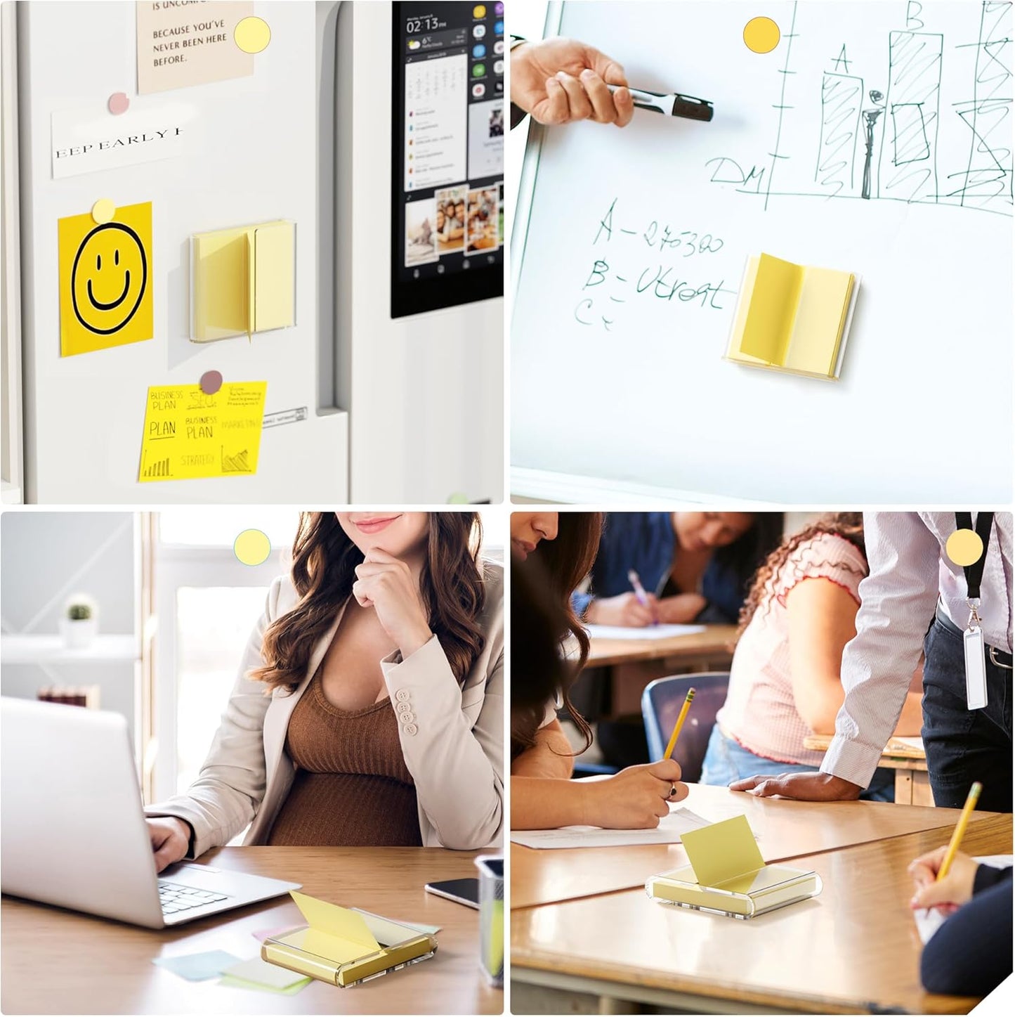 Sticky Note Dispenser, Magnetic Sticky Note Holder for Post It Notes, 3 x 3 Inch Sticky Note Organizer for Office Home Classroom, Black