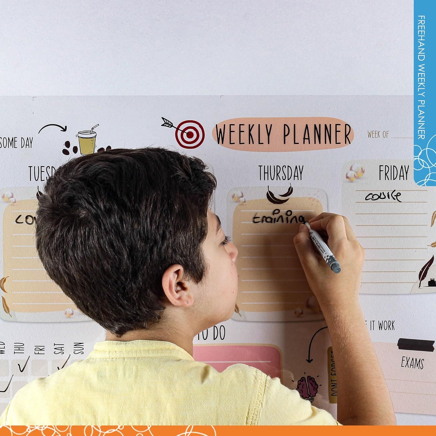 Dry Erase Calendar – 39.4x16” Weekly Dry Erase Board for Wall, Clear Weekly Planner Whiteboard, Reusable & Easy Erase, Sticks to Smooth Surfaces, Upgraded Static Cling – Improved Hold