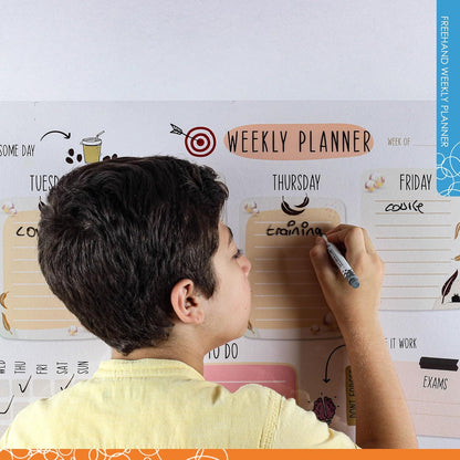 Dry Erase Calendar – 39.4x16” Weekly Dry Erase Board for Wall, Clear Weekly Planner Whiteboard, Reusable & Easy Erase, Sticks to Smooth Surfaces, Upgraded Static Cling – Improved Hold