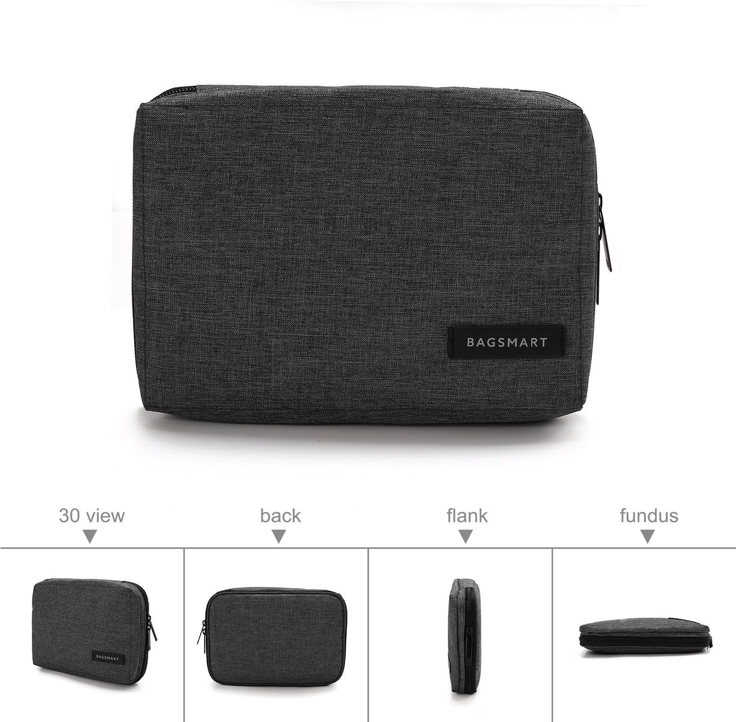 BAGSMART Electronics Organizer Travel Case, Cable Charger Cord Tech Organizer Pouch for Phone Charger Accessories, Black