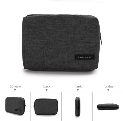 BAGSMART Electronics Organizer Travel Case, Cable Charger Cord Tech Organizer Pouch for Phone Charger Accessories, Black