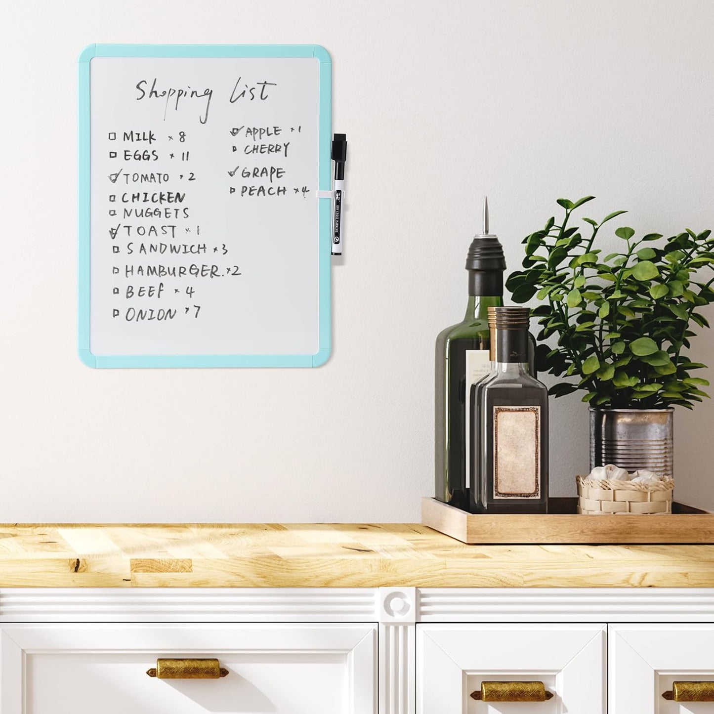 Mr. Pen- Dry Erase Board, 14” x 11” with a Black Dry Erase Marker, White Frame, Small Mini White Board for Students, Fridge, Wall, Locker, Includes Double Sided Tapes
