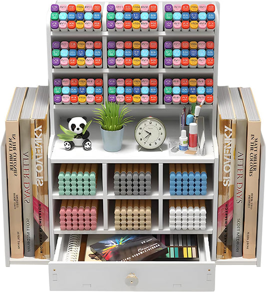 Desk organizers,organization,15 Sorting compartments Pen organizer for desk,with 2 File Holder,Desk organizer with drawers for Home Office Schools Pen