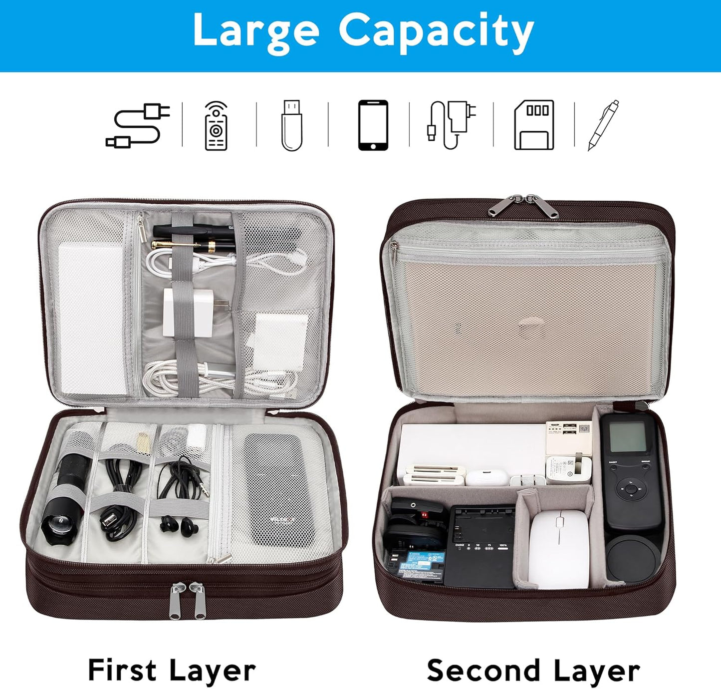 CILLA Electronics Organizer Travel, Travel Cord Organizer Case, Compact Electronics Accessories Bag for Cable, Cord, Charger, Phone