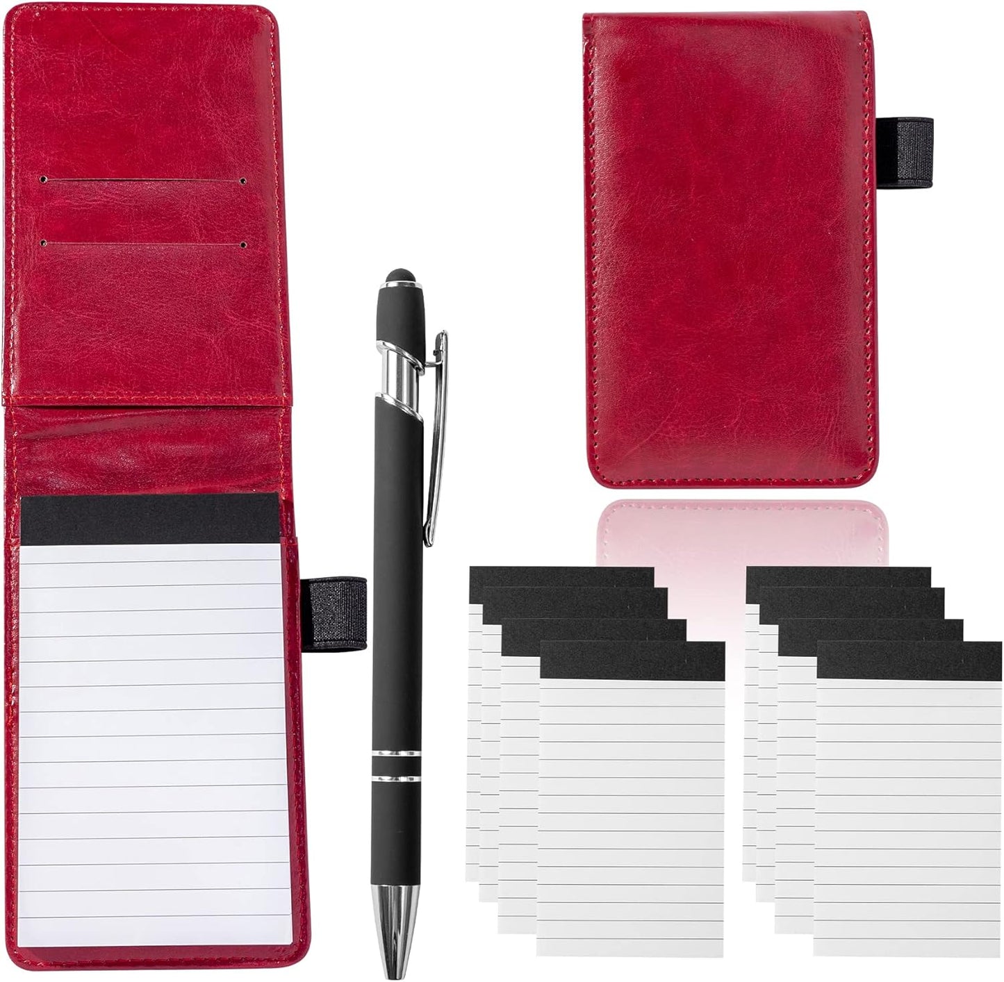 Camelmother 10 Pieces Small Notepad Holder Set Pocket Notebook 3 x 5 Inch with Pen