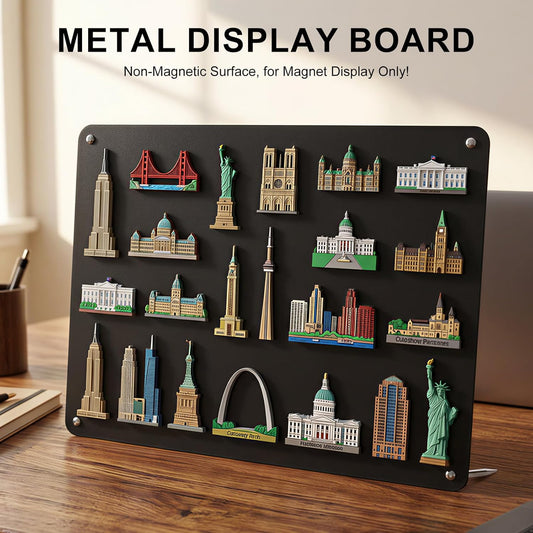 Black Magnetic Bulletin Board to Display Magnetic Notes 3 Installation Methods Multi-Purpose Display Board for Souvenir Magnets Fridge Stickers Photos Spice Jars Desktop Board for Home Kitchen Office