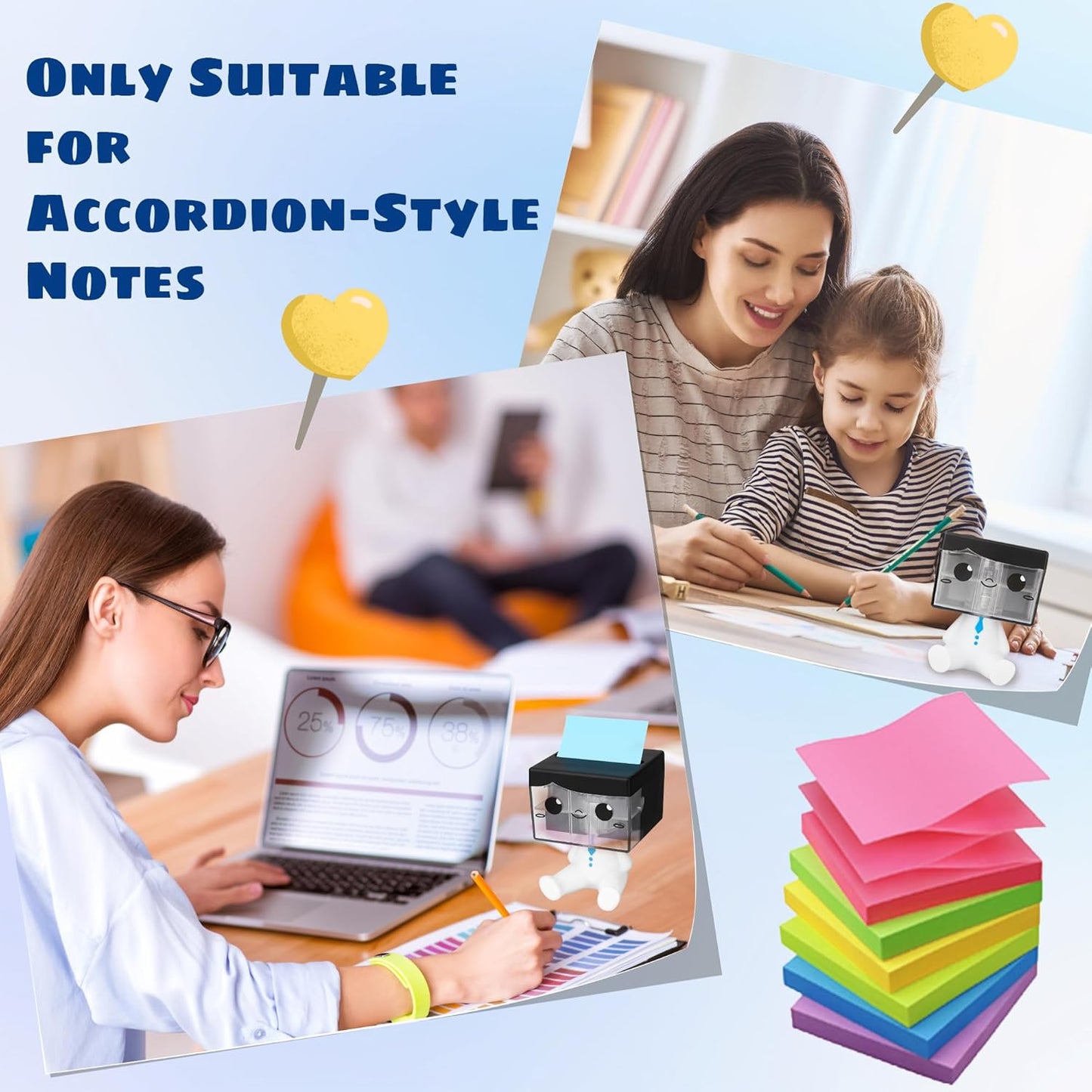 Pop-up Notes Dispenser for Desk, Idea Boy Sticky Note Holder for Office School, Cute Office Supplies, 3x3 in, Magnetic Design, White, 1 Pack