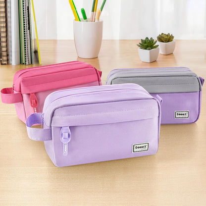 Sooez Original High Capacity Pencil Case, Big Pencil Bag Pouch Box Organizer Pen Case, Aesthetic Supply for Girls Adults, Portable Journaling Supplies with Easy Grip Handle & Loop, Mint Green