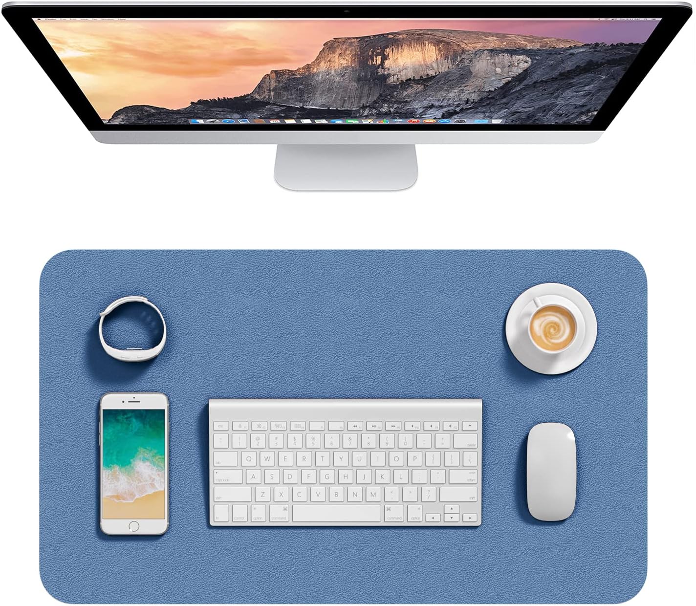 Hsurbtra Desk Pad, 23.6" x 13.8" PU Leather Desk Mat, M Extended Mouse Pad, Waterproof Desktop Blotter Protector, Non-Slip Ultra Thin Small Laptop Keyboard Writing Mat for Office Home, Pink