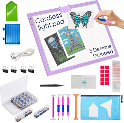 iVyne Rechargeable A3 Light Pad for Diamond Painting - LED Light Board for Weeding & Tracing - Diamond Art Light Pad - Ultra-Thin & Portable - Perfect for Artists & Crafters - Blue