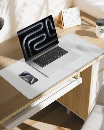 AFIING Desk Pad Protector 23.6" x 13.7" - Non-Slip Waterproof PU Leather Desk Mat for Mouse, Keyboard, Laptop, Office and Home Workspace (Beige)