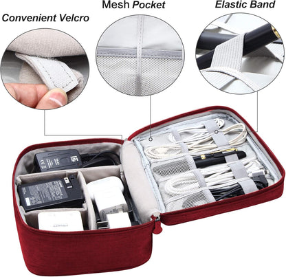 SELLYFELLY Electronic Bag Travel Cable Accessories Bag Waterproof Double Layer Electronics Organizer Portable Storage Case for Cable, Cord, Charger, Phone, Adapter, Power Bank, Kindle, Hard Drives