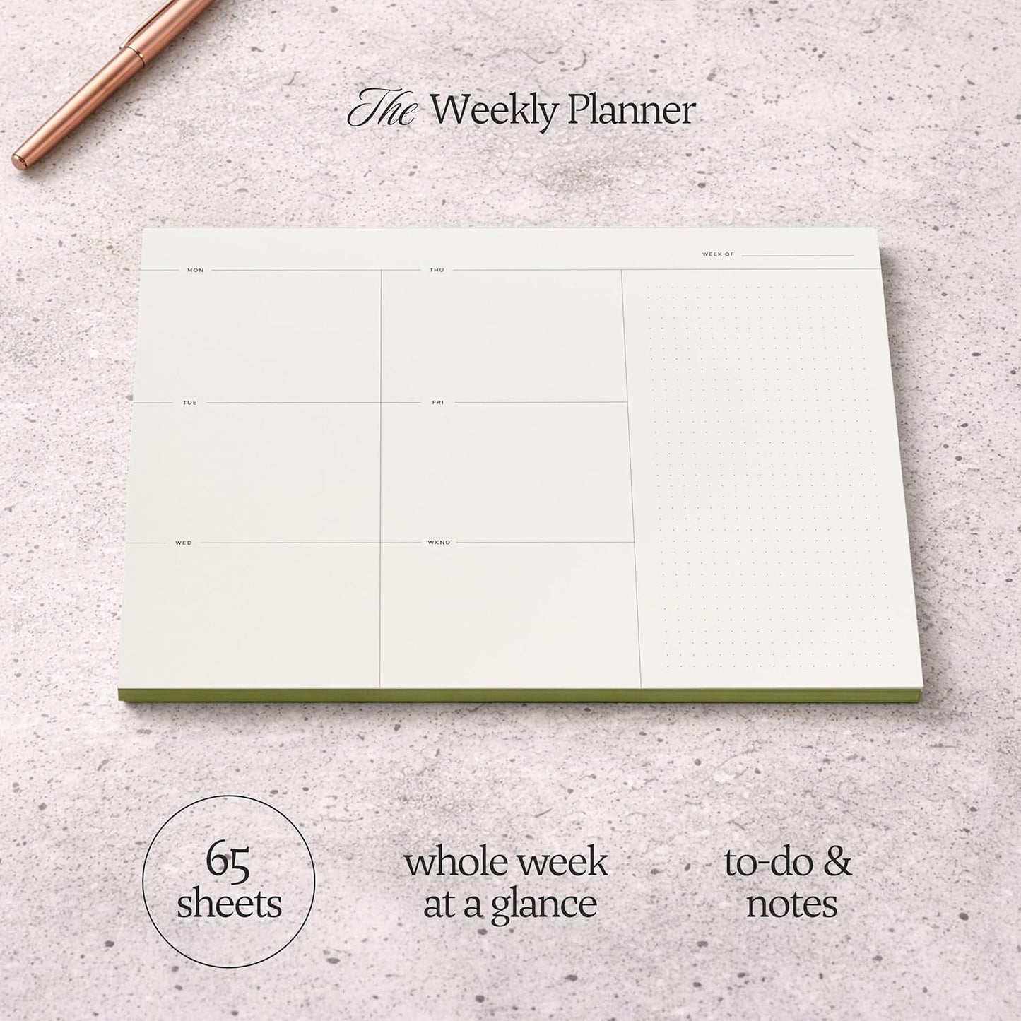 Daily To-Do List Notepad – Desk Pad for Work and Study, Lime, 8.25x5.85 Inches