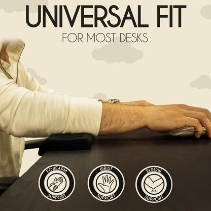 Extra Long Desk Arm Rest 28 Inch | Full Arm Memory Foam Support for Keyboard Wrist Rest & Forearm | No Slip Desk Edge Pad for Typing Work & Gaming | ArmCloud
