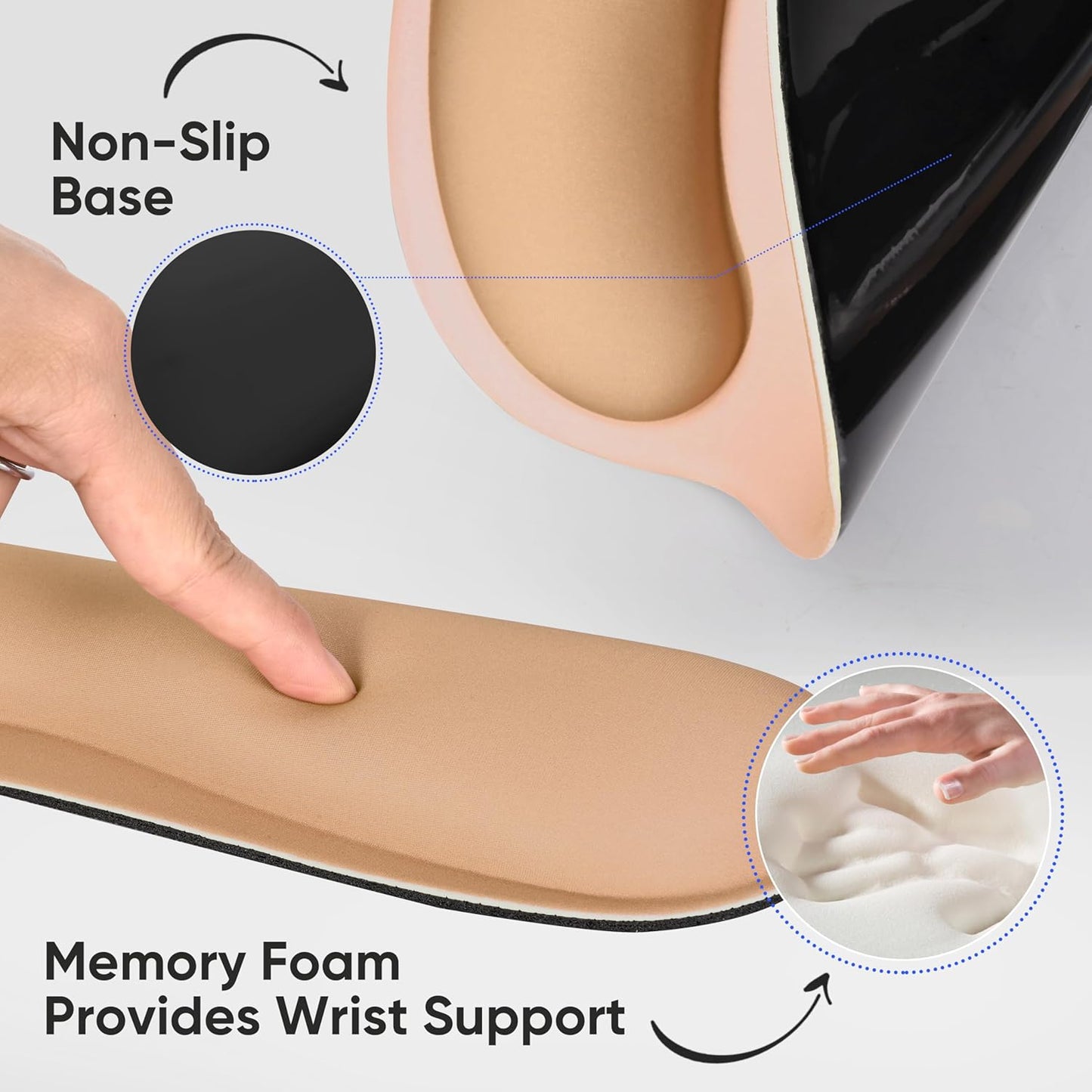 RICHEN Keyboard Wrist Rest and Mouse Pad with Wrist Support, Memory Foam Set for Gaming and Office, Comfortable & Lightweight for Easy Typing & Pain Relief (White Butterflies)