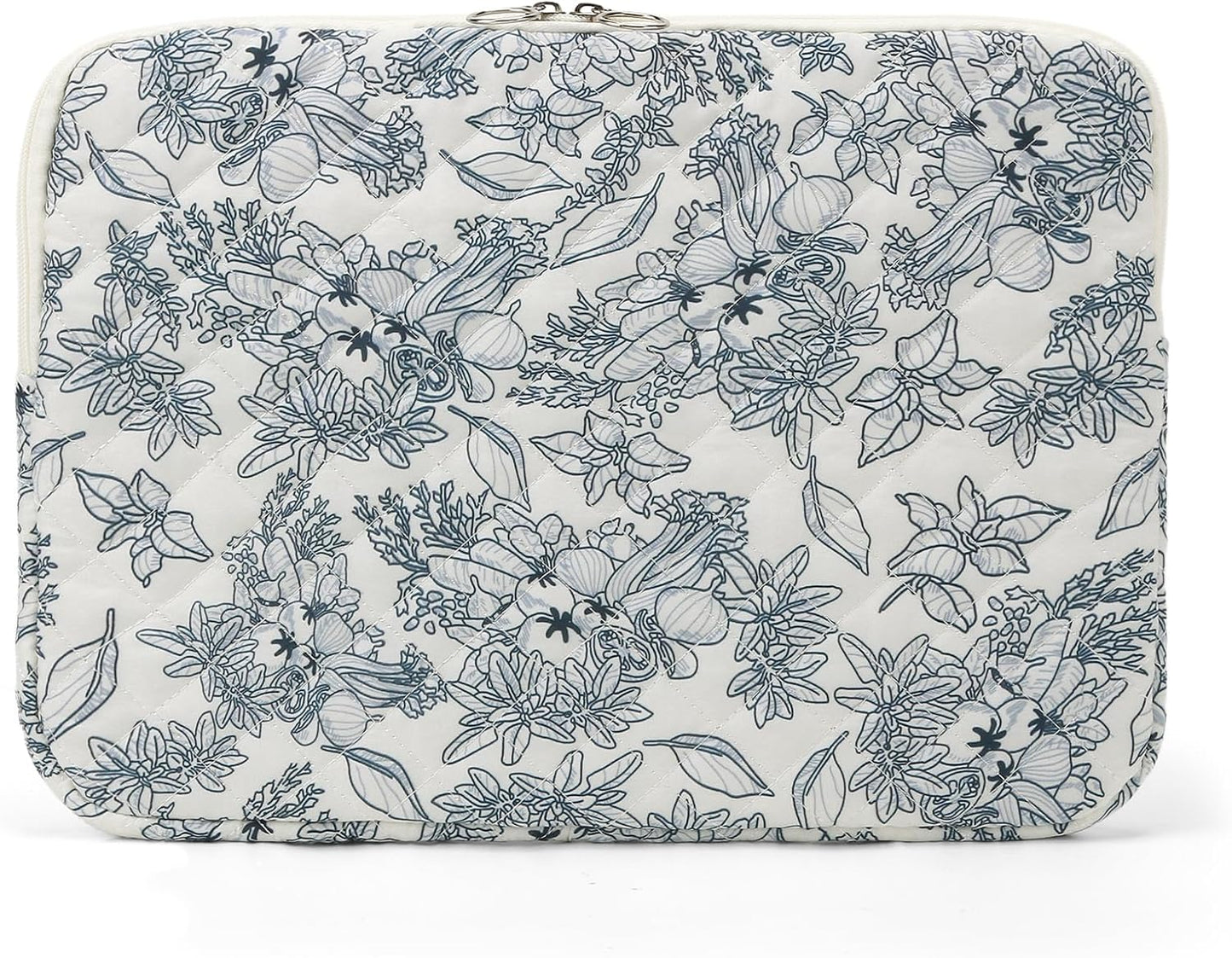 Puffy Laptop Sleeve 13 Inch Cute Quilted Laptop Protective Case Padded Floral Computer Sleeve for MacBook (A-Blue, 13 Inch)