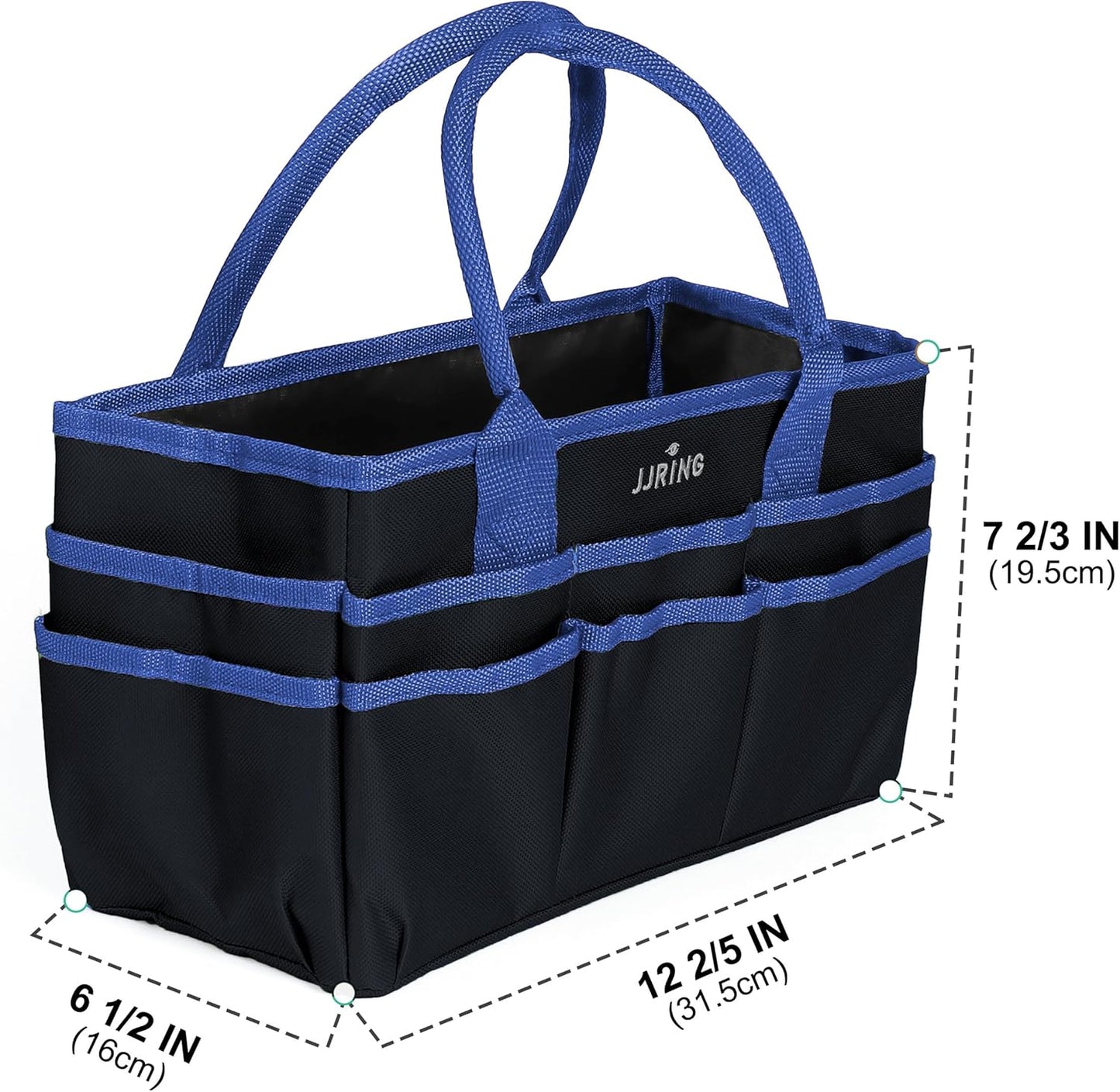 Jjring Craft and Art Organizer Tote Bag - 600D Silver Nylon Fabric Art Caddy with Pockets - for Art, Craft, Sewing, Medical, and Office Supplies Storage