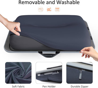 Lap Desk with Cushion, Fits up to 17 inch Laptop, Pillow Designed, Portable Laptop Stand with Tray, Pad & Phone Holder, Home Office for Bed/Couch/Car/Reading/Writing,MillHome (Black)