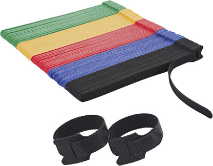 12 Inch Multi-Colour Cable Ties 50 PCS Reusable Fastening Cable Straps Adjustable Hook & Loop Organizer Straps Cords Management for Home, Office and Data Centers