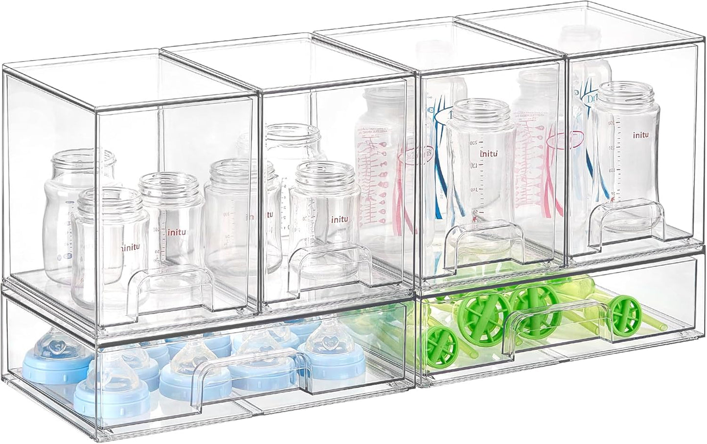 Vtopmart Stackable Storage Drawers Set of 3,Clear Plastic Organizer Bins for Makeup, Cosmetics, Beauty Supplies,Ideal for Vanity, Bathroom,Cabinet,Pantry Organization