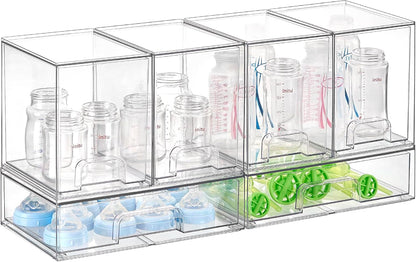 Vtopmart Stackable Storage Drawers Set of 3,Clear Plastic Organizer Bins for Makeup, Cosmetics, Beauty Supplies,Ideal for Vanity, Bathroom,Cabinet,Pantry Organization