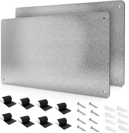 17.7" x 11.8" 2 Pack Metal Magnetic Board - Magnet Bulletin Board to Display Magnetic Letters Numbers Animal, Poetry, Spice Jars, Notes, Photos, Suitable for Wall, Refrigerator, Cubicle, Cabinet