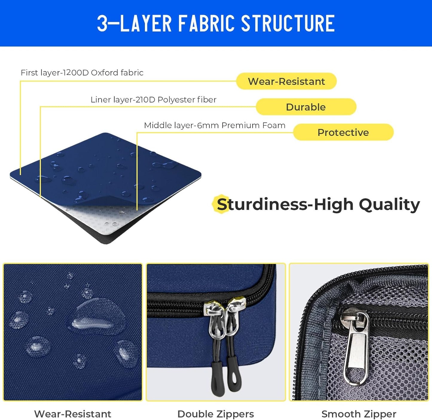 ECHSRT Big Pencil Case, Aesthetic Portable Zipper Pencil Bag with Hidden Pocket, Special Pouch for Men Women Adults, Stationery Organizer Pen Cases for Office Travel,Black