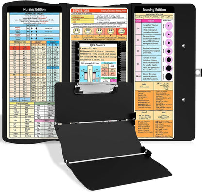 Nursing Clipboard Foldable Nurse Clipboards: Folding Medical Clipboard with Nursing Edition Cheat Sheets Pocket Size Foldable Clipboards for Nurses Clinical Clip Board for Students Doctors Green