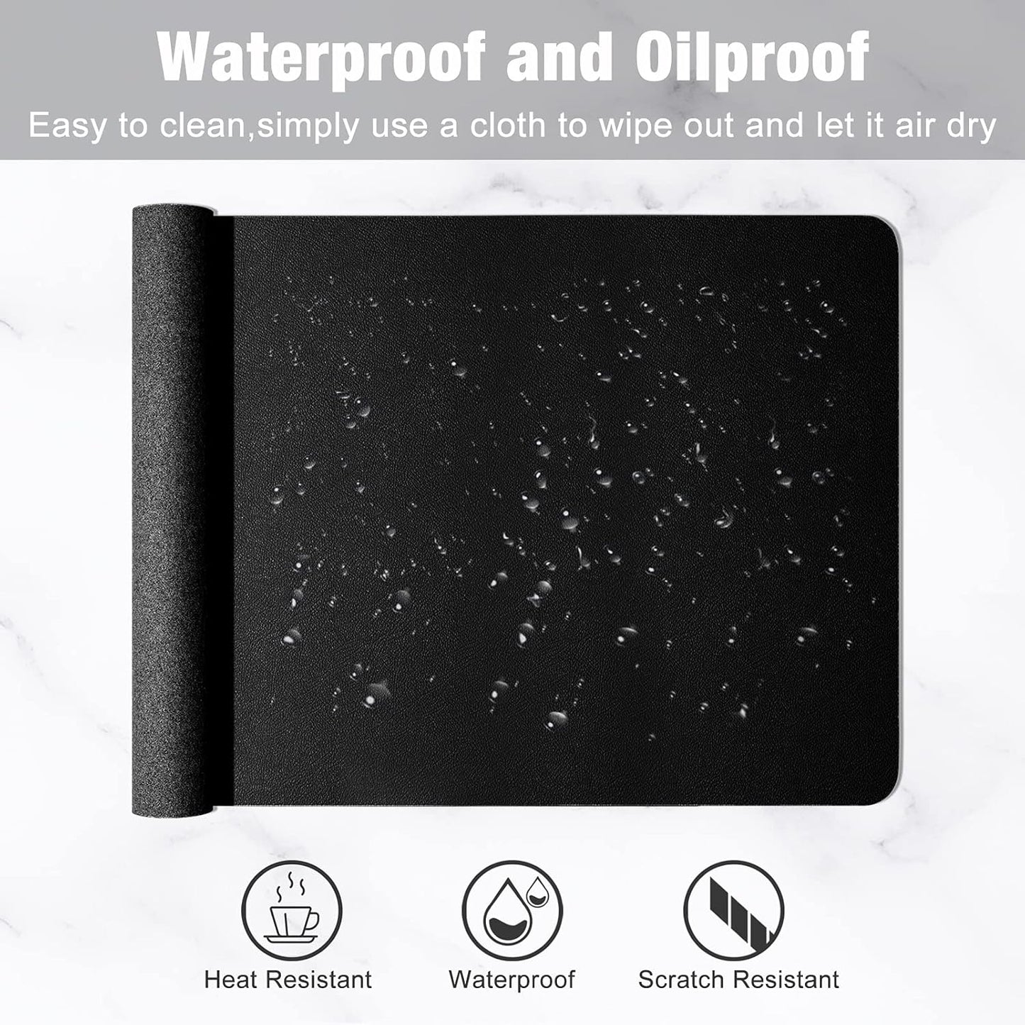 Hsurbtra Desk Pad, 23.6" x 13.8" PU Leather Desk Mat, M Extended Mouse Pad, Waterproof Desktop Blotter Protector, Non-Slip Ultra Thin Small Laptop Keyboard Writing Mat for Office Home, Pink