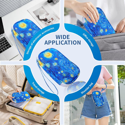 Electronics Organizer Travel Case, Cable Organizer Travel Essentials Tech Pouch,Suitable for Charger, Cable, Phone，Flash Drive,Bohemian leaves