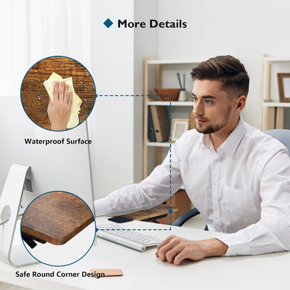 BONTEC Desk Extender Tray, 11.8"x5.9" Table Mount Arm Wrist Rest Shelf, 90°Foldable Elbow Support, Clamp on Computer Arm Rest for Desk, Office & Home Use, Durable & Easy to Install, Black Carbon Fiber
