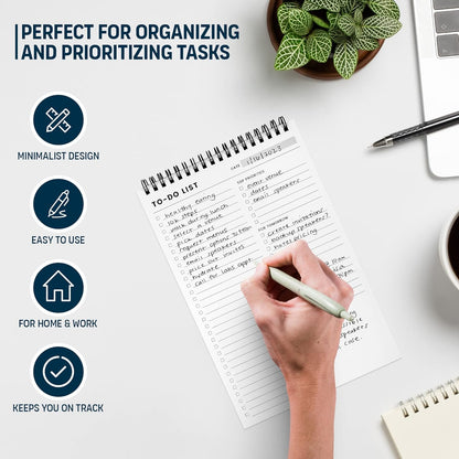 To Do List Notepad: With Multiple Functional Sections - Large Size 8.5x11" 52 Sheets - Tear Off Daily Planner Notebook - Task CheckList Organizer Agenda Pad for Work - Note, Plans, Goals, Grocery, and
