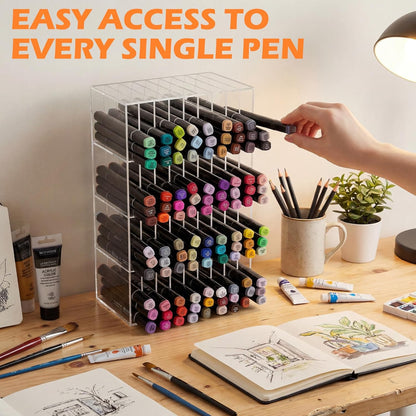 Colingmill Acrylic Marker Organizer for 480 Markers, Extra Large Art Marker Storage Rack for Desk, Durable Pencil Holder Desk Storage for Artists Teachers Students Office Birthday Gifts(Large)