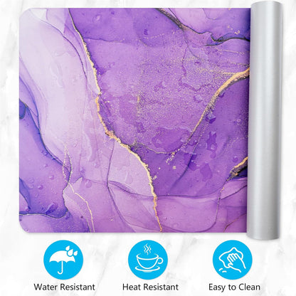 Dual-Sided Desk Pad, Large Mouse Pad - Natural Cork & PU Leather Non-Slip Waterproof Desk Mats for Office and Home (Blue, 31.5" x 15.7")