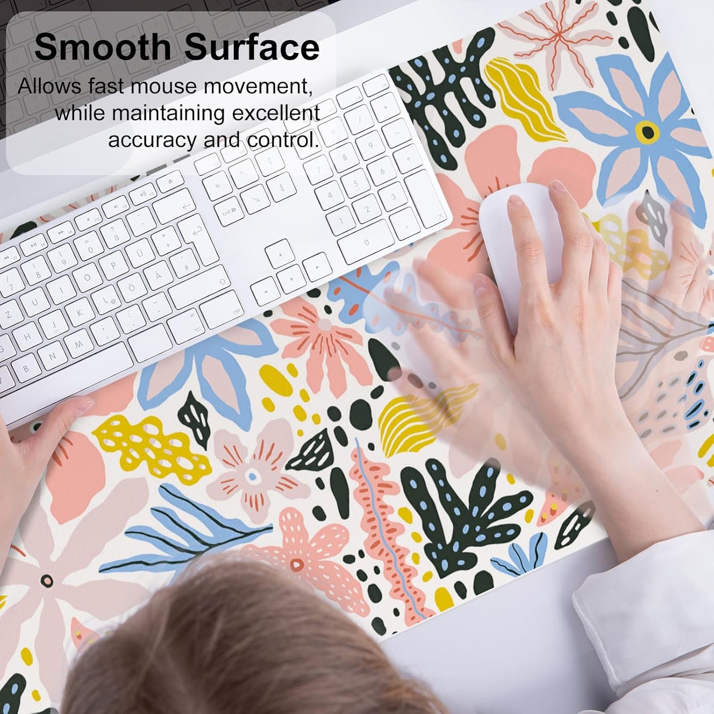 QIYI Large Mouse Pad, Cute Pink Desk Mat for Desktop, Women Girls PU Leather Desk Pad Waterproof Gaming Mousepad, Rose Gold Marble Computer Protector Writing Pad for School Office Home 31.5" x 15.7"